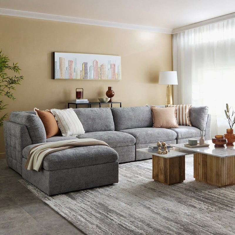 Home Box Armless Fabric Sofa in Grey - Image 5
